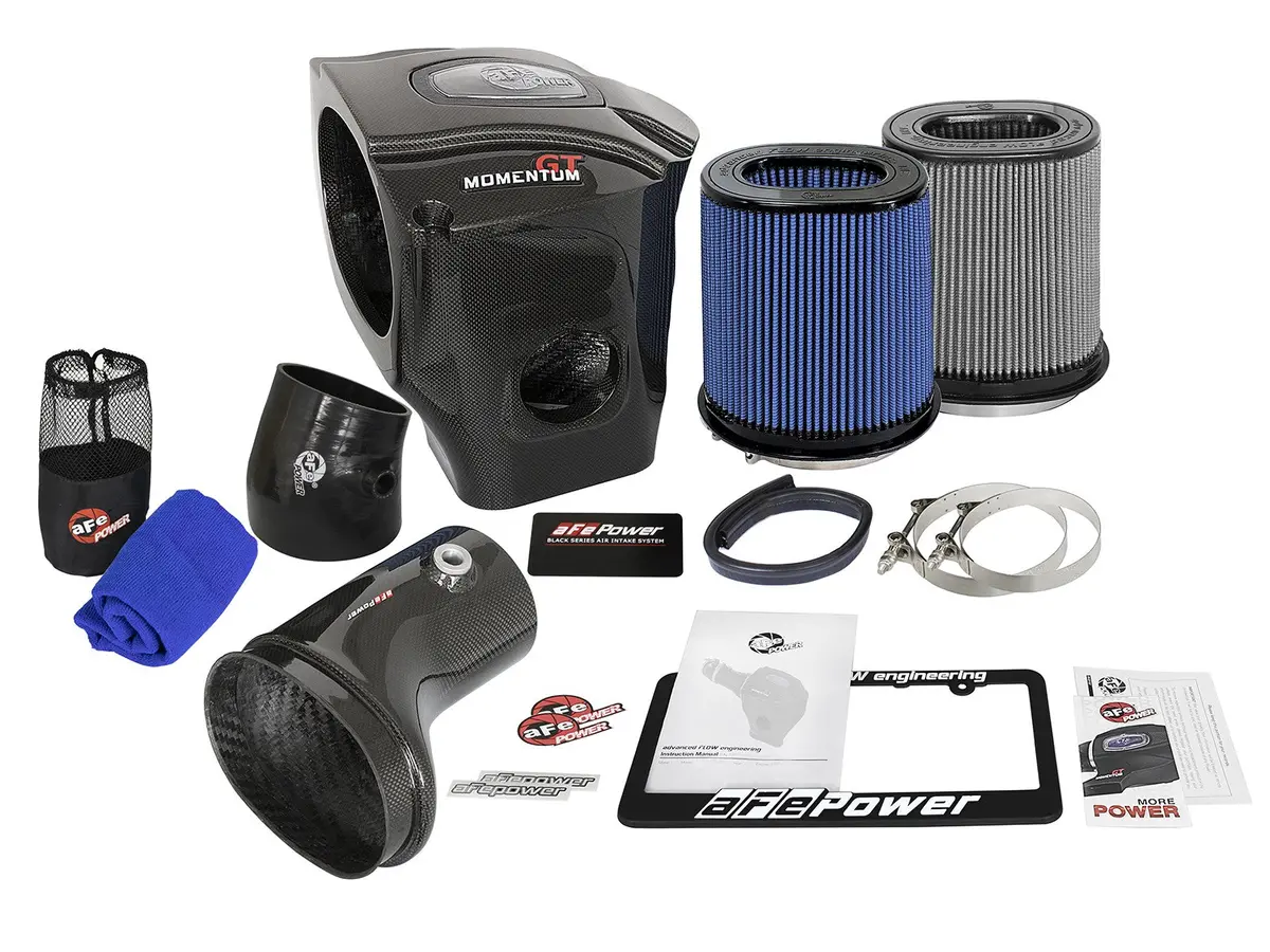 Afe: Black Series Momentum Carbon Fiber Cold Air Intake System W/Dual Filter Media Dodge Challenger/Charger Srt Hellcat 17-18 V8-6.2L (Sc) Hemi 2