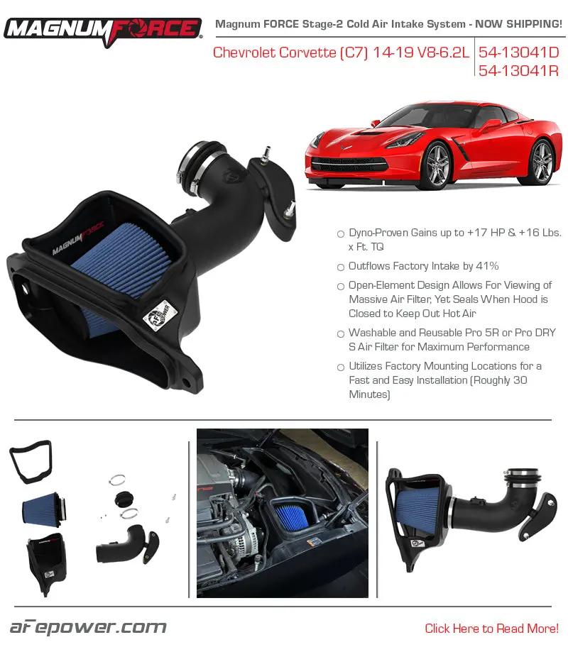 Afe Power: 2014-2019 Chevrolet Corvette C7 V8-6.2L Magnum Force Stage-2 Cold Air Intake System W/Pro 5R Filter Media 1