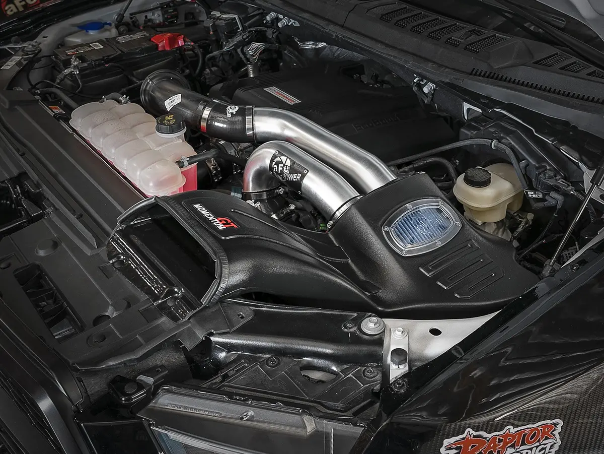 Afe: Momentum Xp 'Alpha Raptor' Cold Air Intake System - Brushed W/Pro 5R Filter Media Ford F-150 / Raptor 17-19 V6-2.7L / 3.5L (Tt) 2