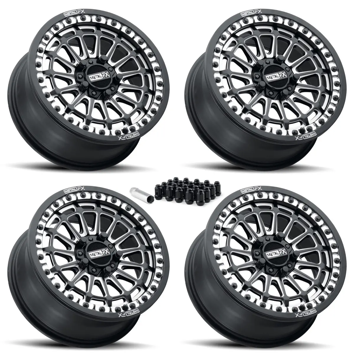 Delta R Beadlock | Satin Black Contrast Cut | Utv Wheel Kit 2