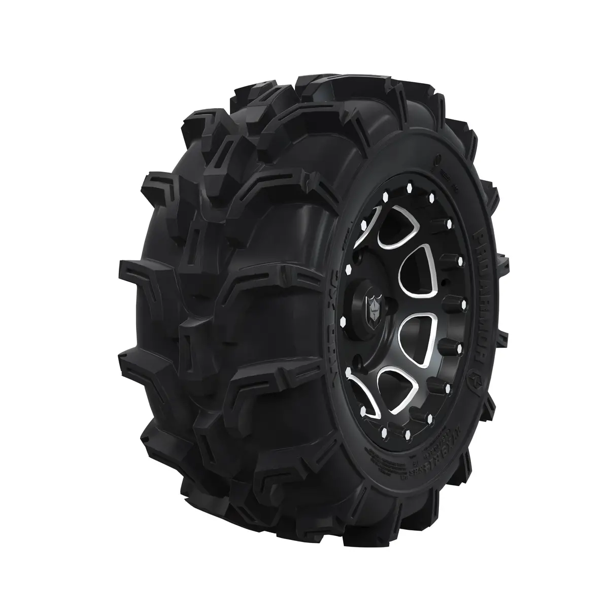 Pro Armor Wheel & Tire Set: 4302 Beadlock & Mud Xc, Matte Black, 27" R14 1