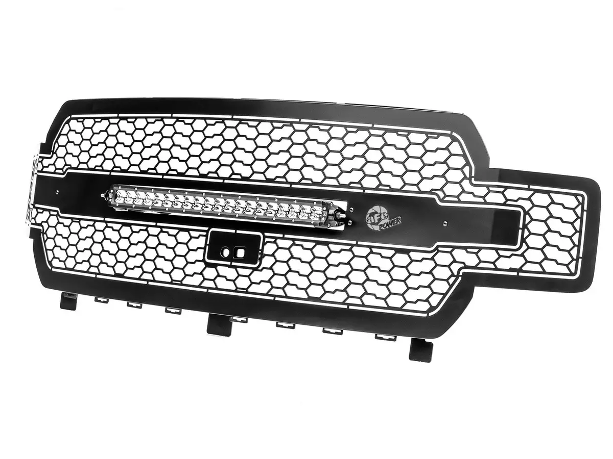Afe: Scorpion Complete Replacement Grille Tread Design Black W/ Led Lights - Ford F-150 '18-20 1
