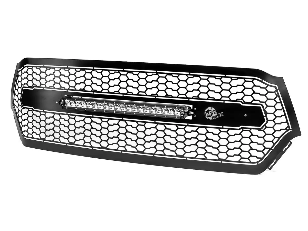 Afe: Scorpion Complete Replacement Grille Tread Design Black W/ Led Lights - Ram 1500 '19-20 1