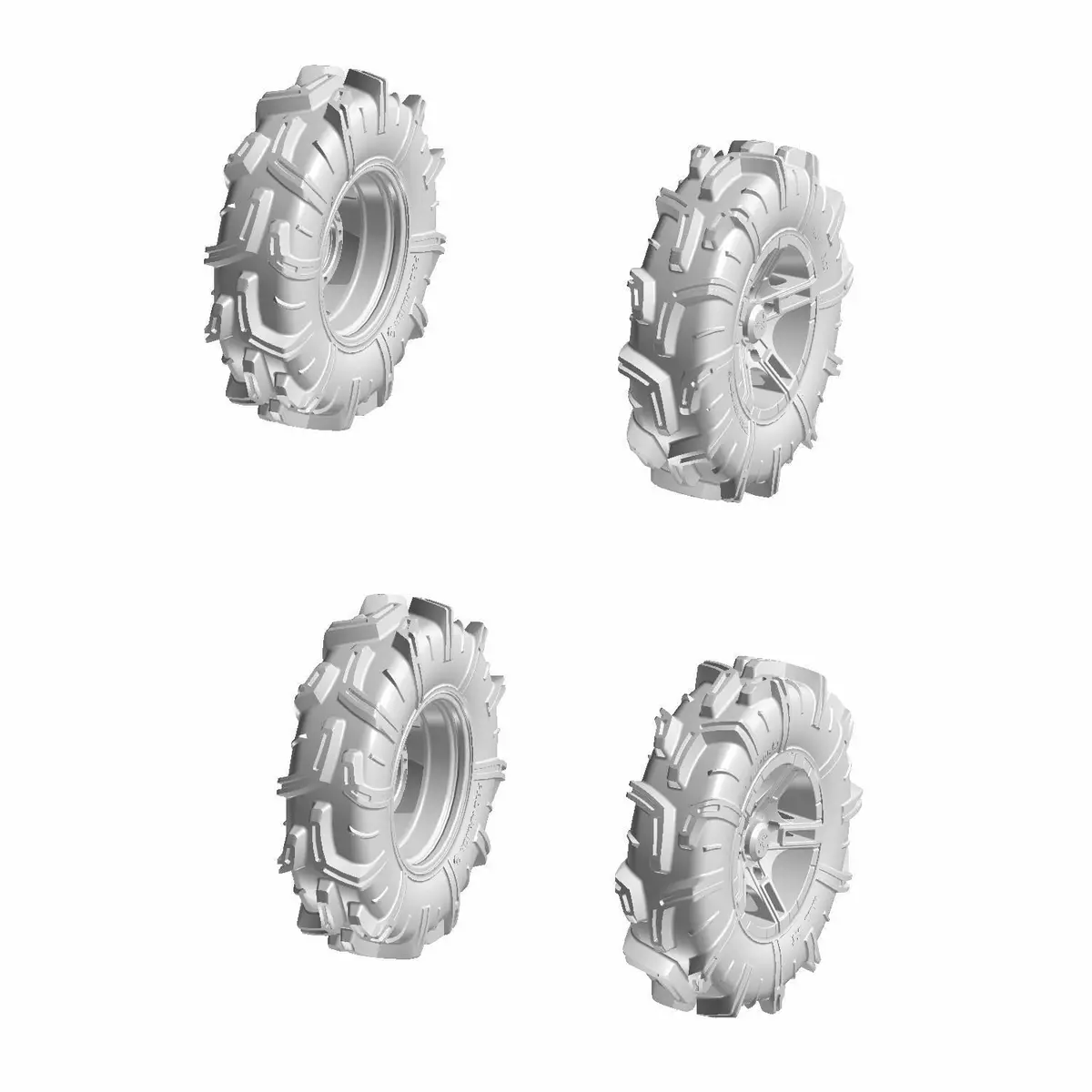 Pro Armor Wheel & Tire Set: 5301 Beadlock & Mud Xt, Matte Black, 32" X 9" R15 2