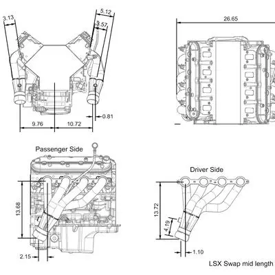Kooks Headers & Exhaust: Lsx Swap Header Mid-Length 1-3/4" X 3" (Universal) 2