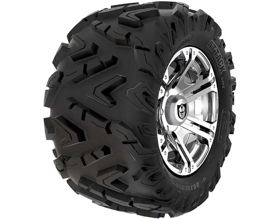 Pro Armor Wheel & Tire Set: 4203 Beadlock & Attack, Matte Black, 26" R14 1