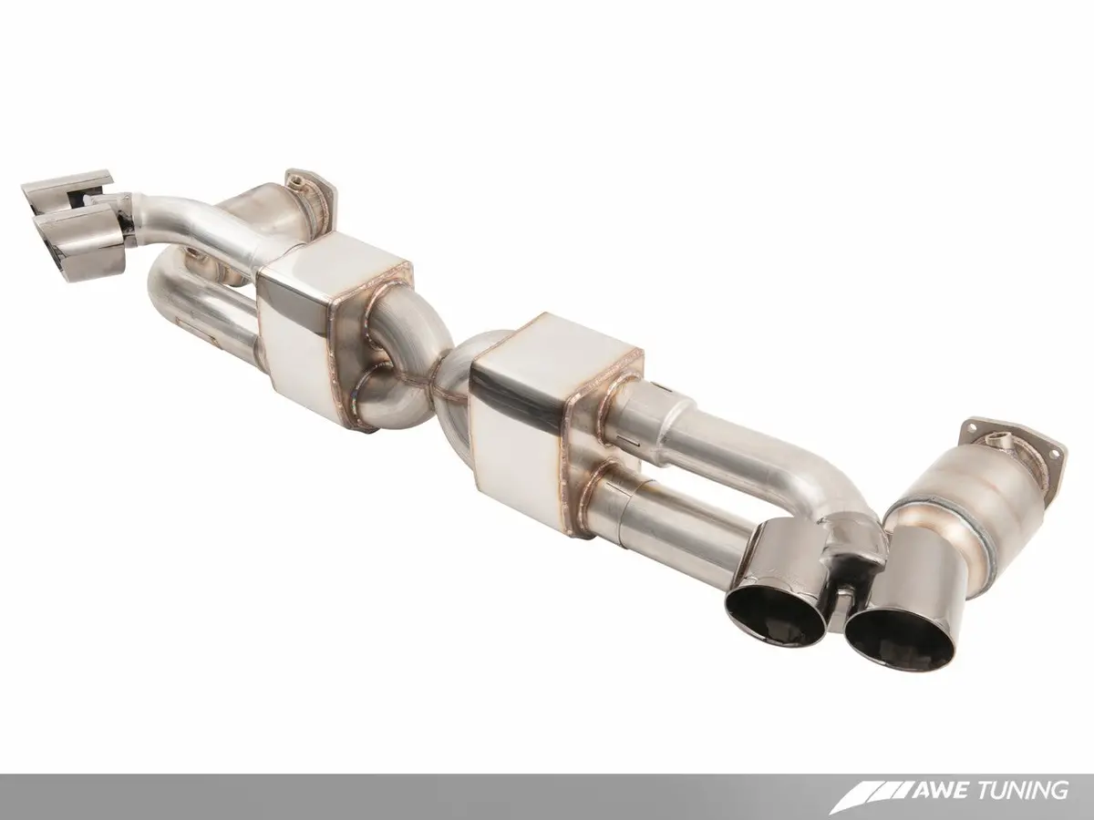 Awe: 2014-2016 Porsche 991 Turbo Performance Exhaust And High-Flow Cat Sections W/O Tips 2