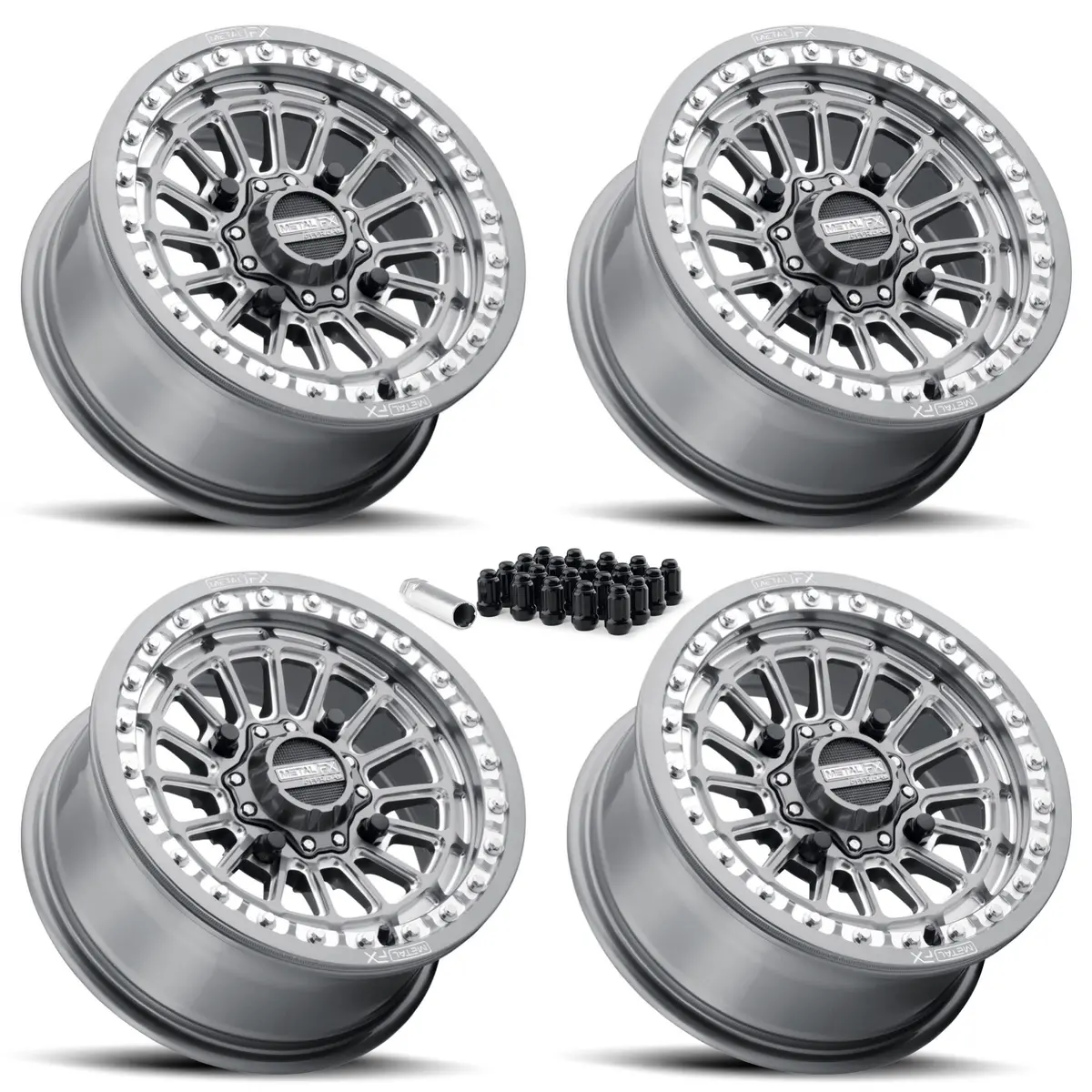 Delta Beadlock | Gunmetal Contrast Cut | Utv Wheel Kit 7