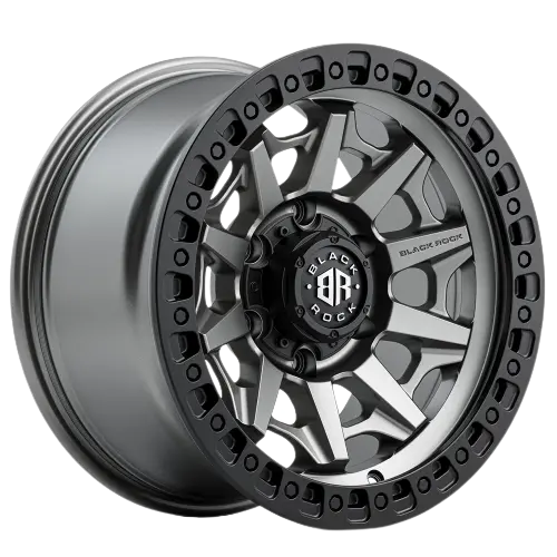 Black Rock Cage Gunmetal Grey Black Ring 1