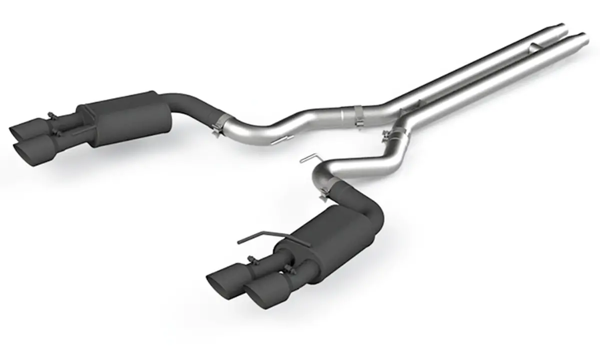Mbrp: 2018-21 Ford Mustang Gt 5.0L -- 3" Cat Back, With Quad 4" Dual Wall Tips, Street Version, Black Coated 1