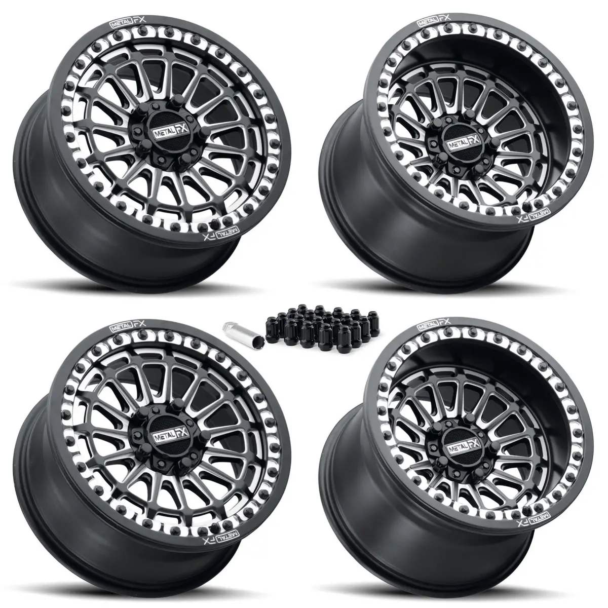 Delta R Beadlock | Satin Black Contrast Cut | Utv Wheel Kit 1