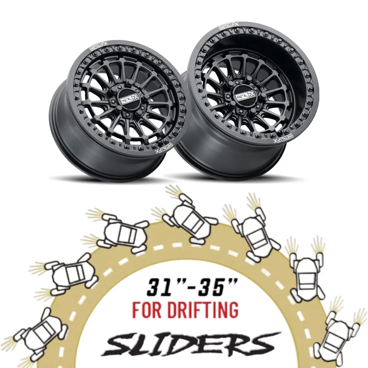 Delta R Beadlock | Satin Black + Sandcraft Destroyer Slider (Set Of 4) 1
