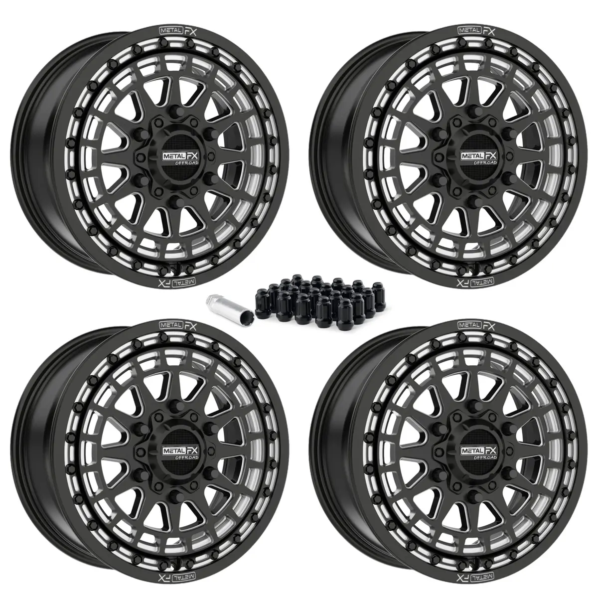 Outlaw 6R Beadlock | Satin Black Contrast Cut | Utv Wheel Kit 1