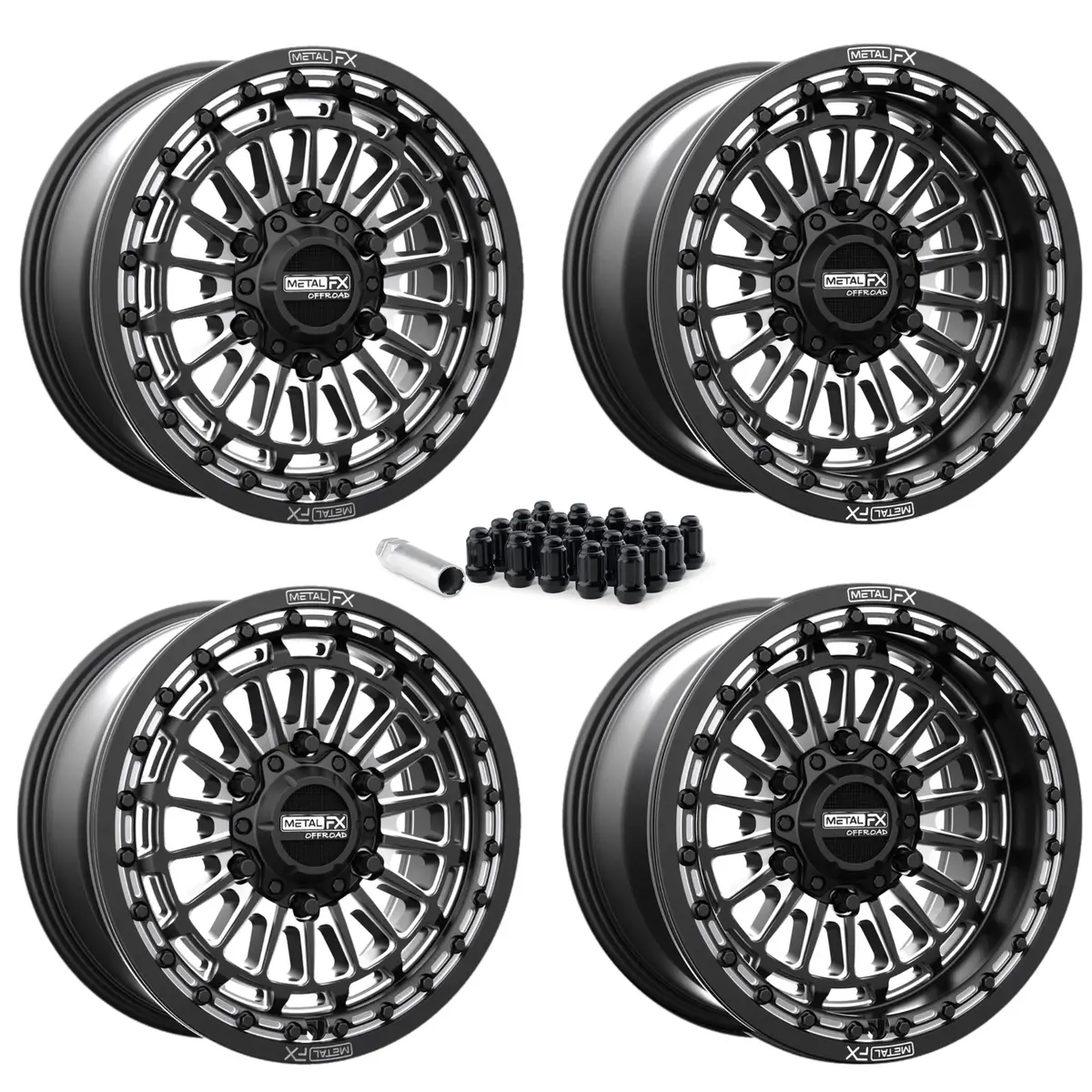 Delta 6R Beadlock | Satin Black Contrast Cut | Utv Wheel Kit 1