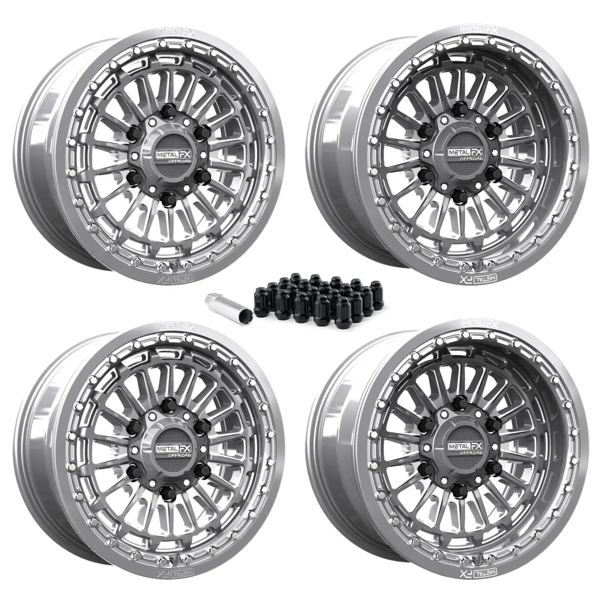 Delta 6R Beadlock | Gunmetal Contrast Cut | Utv Wheel Kit 1