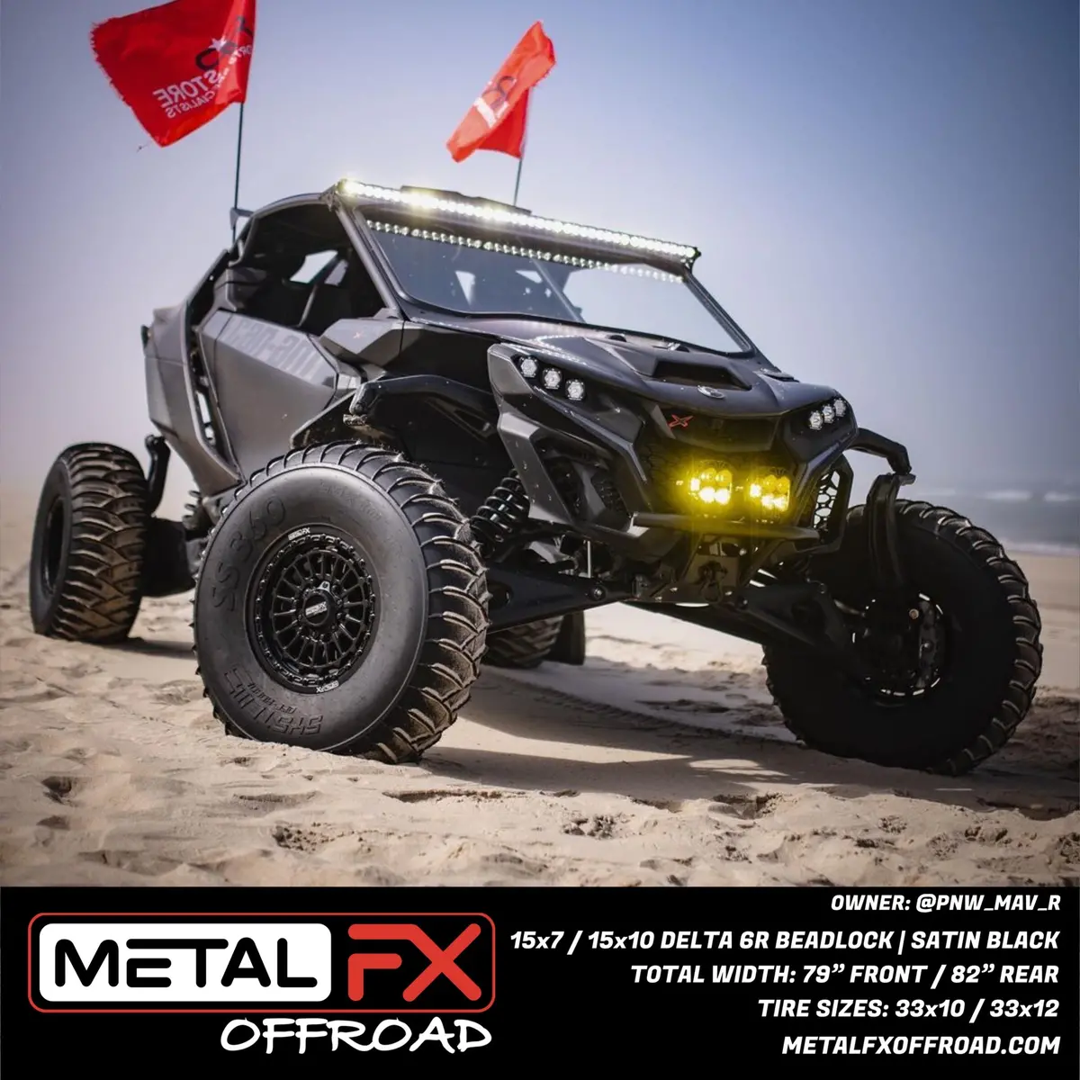 Delta 6R Beadlock | Satin Black | Utv Wheel Kit 4