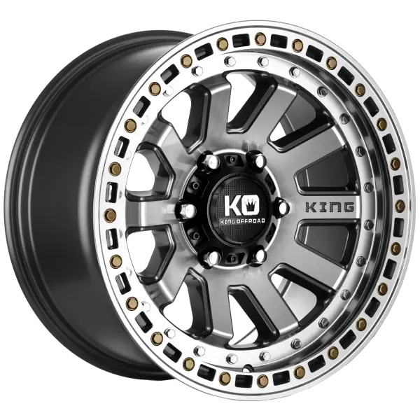 King Wheels - Snatch - Light Gunmetal Machined Face 1