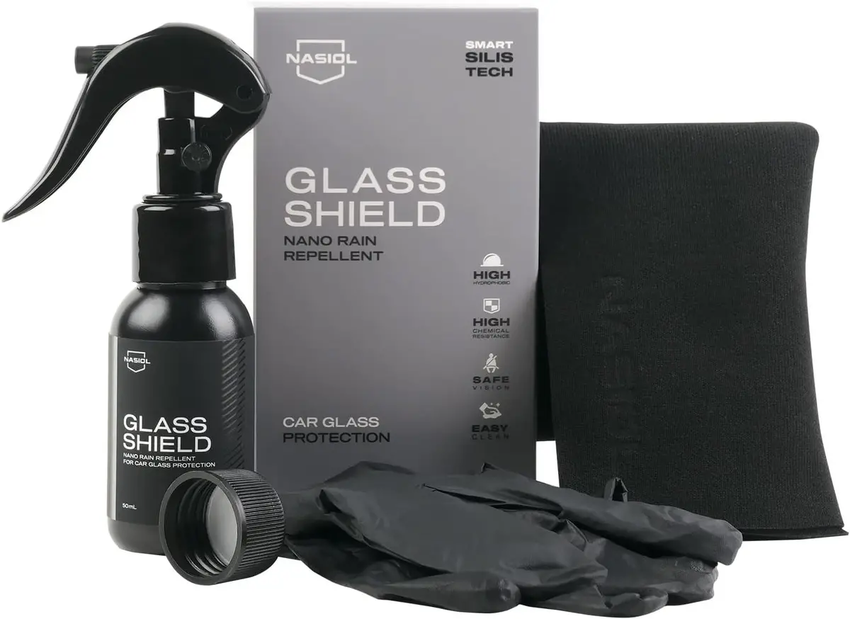 Nasiol Glass Shield Ultra-Hydrophobic Windshield Coating For Safe, Clear Driving All-Season Water Repellent For Enhanced Visibility In Rain, Snow, And Storms 1