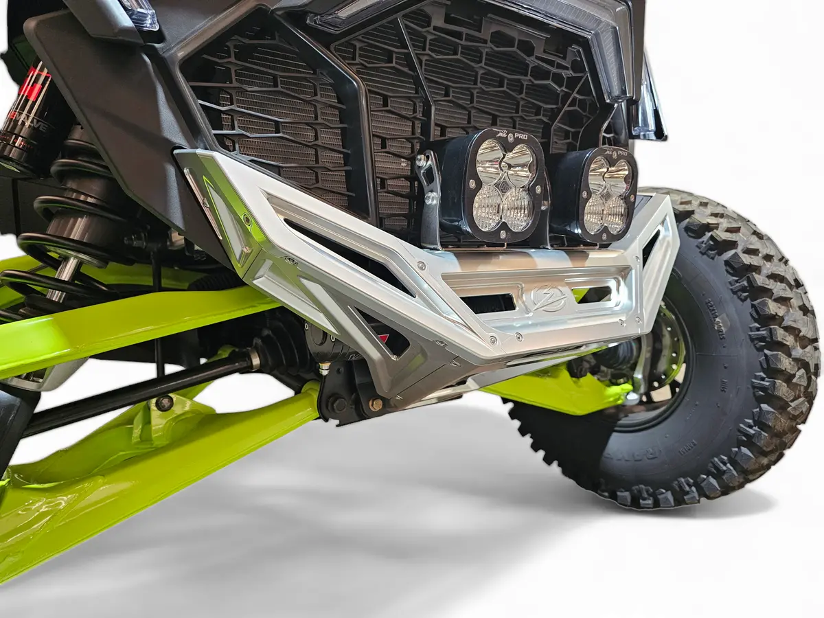 2022-2025 Polaris Rzr Pro R, Pro S, Turbo R Machined Billet Front Winch Bumper (Clear Anodize) 1