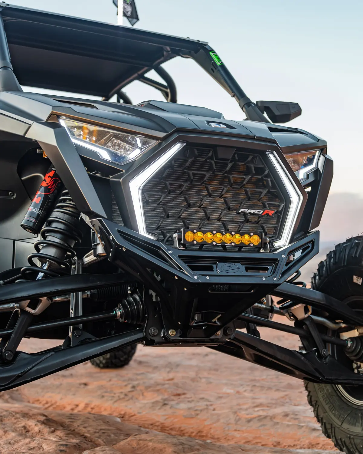 2022-2025 Polaris Rzr Pro R, Pro S, Turbo R Machined Billet Front Winch Bumper (Black Anodize) 2