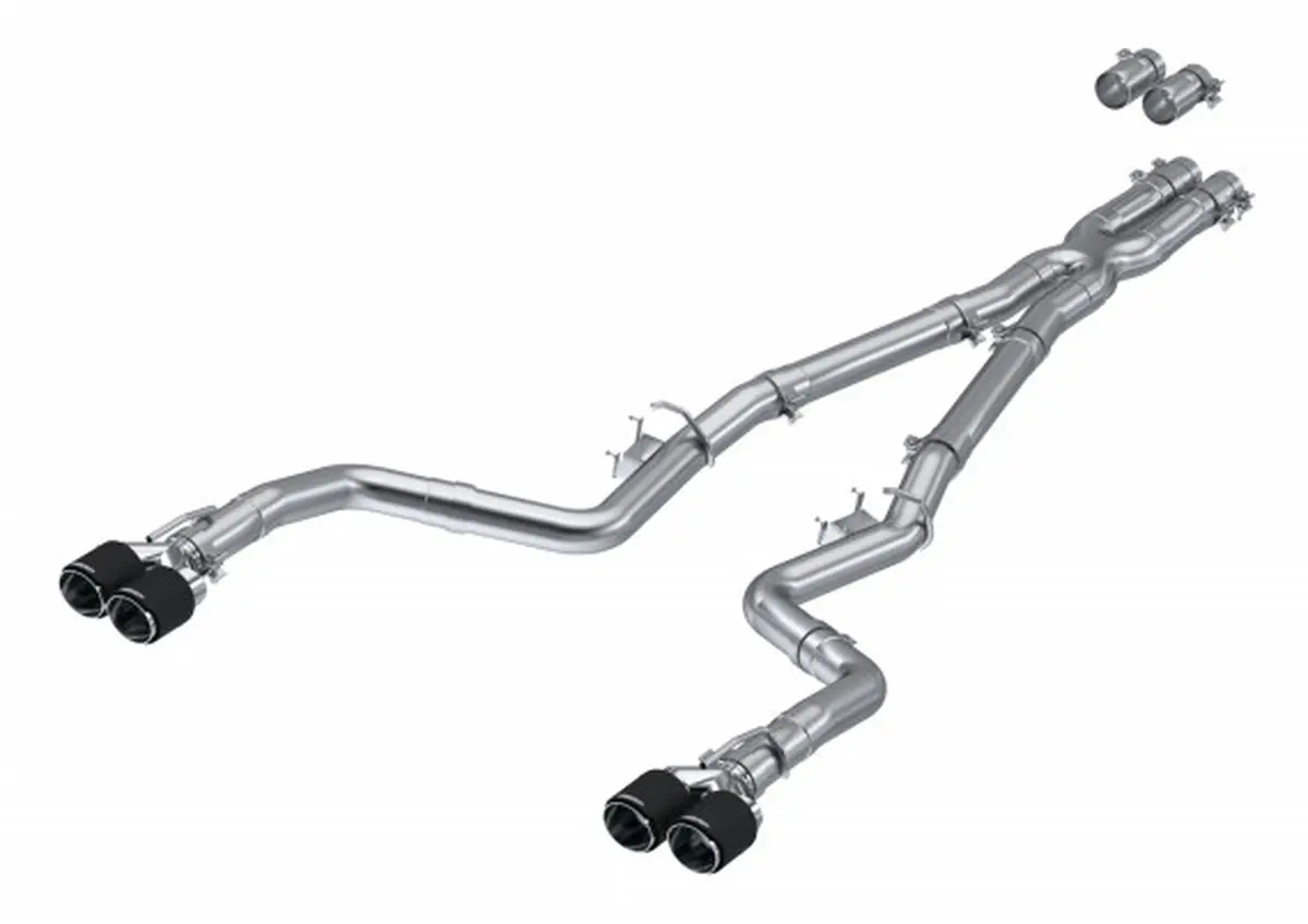 Mbrp: 2017-21 Dodge Challenger 5.7L Hemi -- 3" Dual Cat Back Quad Tips W/ Carbon Fiber Tips (Race) T304 Stainless Steel 1