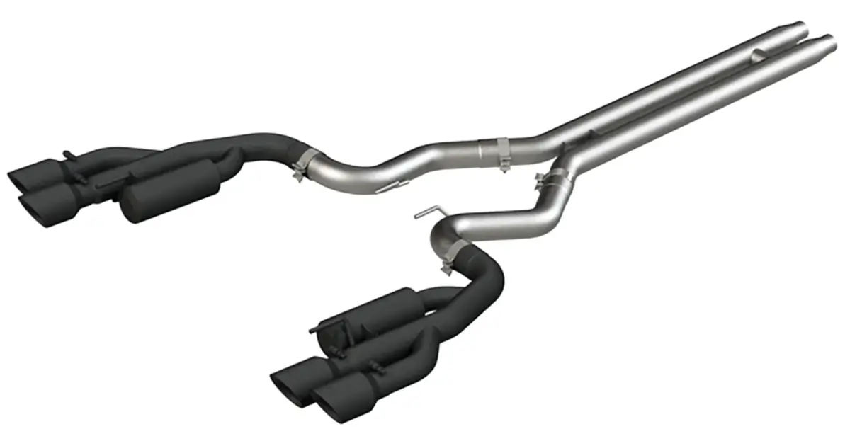 Mbrp: 2018-21 Ford Mustang Gt 5.0L -- 3" Cat Back, With Quad 4" Dual Wall Tips, Race Version, Black Coated 1