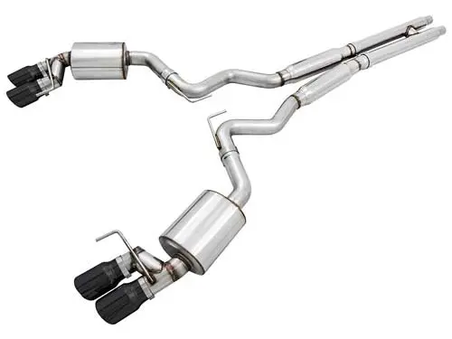Awe: 2015-2020 Ford Mustang Gt 5.0L - Touring Edition Catback Exhaust Quad Diamond Black Tips 1