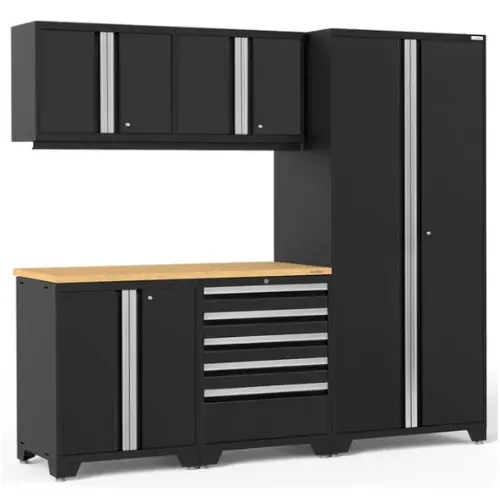 Newage Pro Series 6 Piece Cabinet Set With Tool Drawer, Base, Wall Cabinet And Locker 6