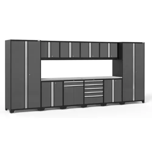 Newage Pro Series 12 Piece Cabinet Set With Lockers, Base, Wall, Tool Drawer Cabinet And 56 In. Worktop 1