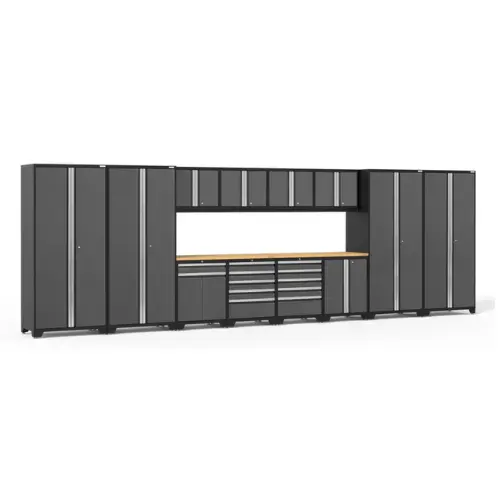Newage Pro Series 14 Piece Cabinet Set With Lockers, Base, Wall, Tool Drawer, Multi-Function Cabinets And 56 In. Worktop 1