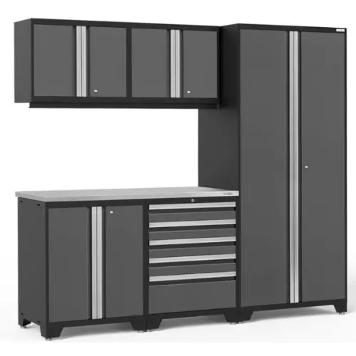 Newage Pro Series 6 Piece Cabinet Set With Tool Drawer, Base, Wall Cabinet And Locker 1