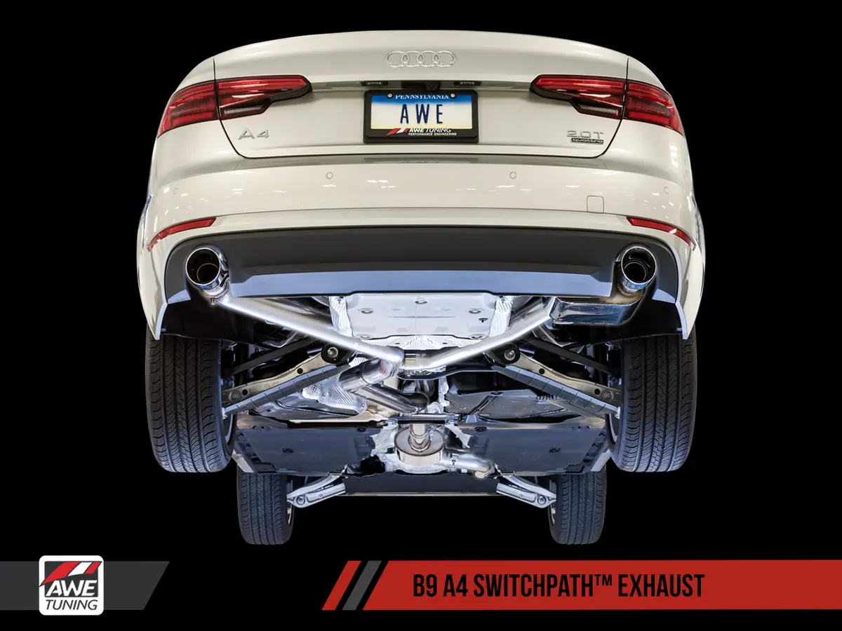 Awe: 2017-2021 Audi A4 B9 - Switchpath Exhaust (Dual Outlet Diamond Black Tips) 1