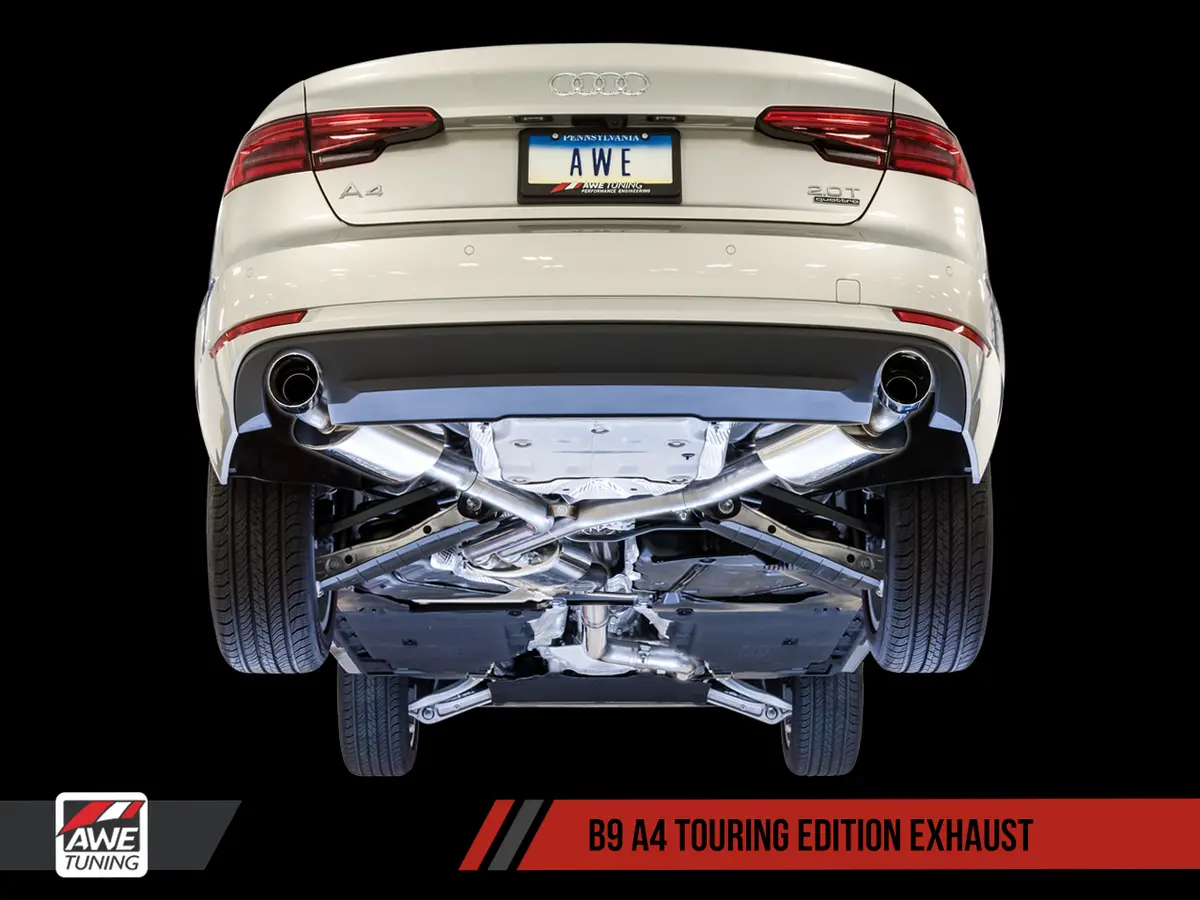 Awe: 2017-2021 Audi A4 B9 - Touring Edition Exhaust Dual Outlet / Diamond Black Tips 1