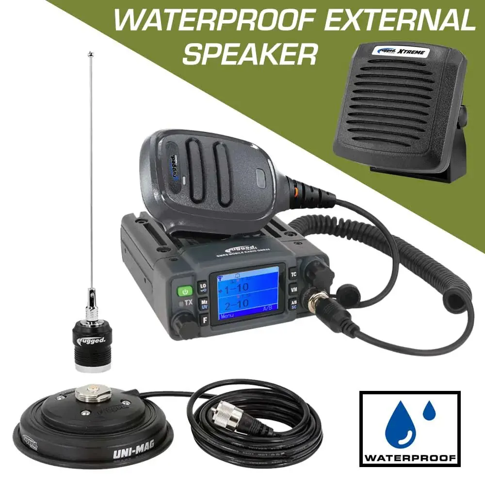 Adventure Radio Kit - Gmr25 Waterproof Gmrs Mobile Radio Kit And External Speaker 1