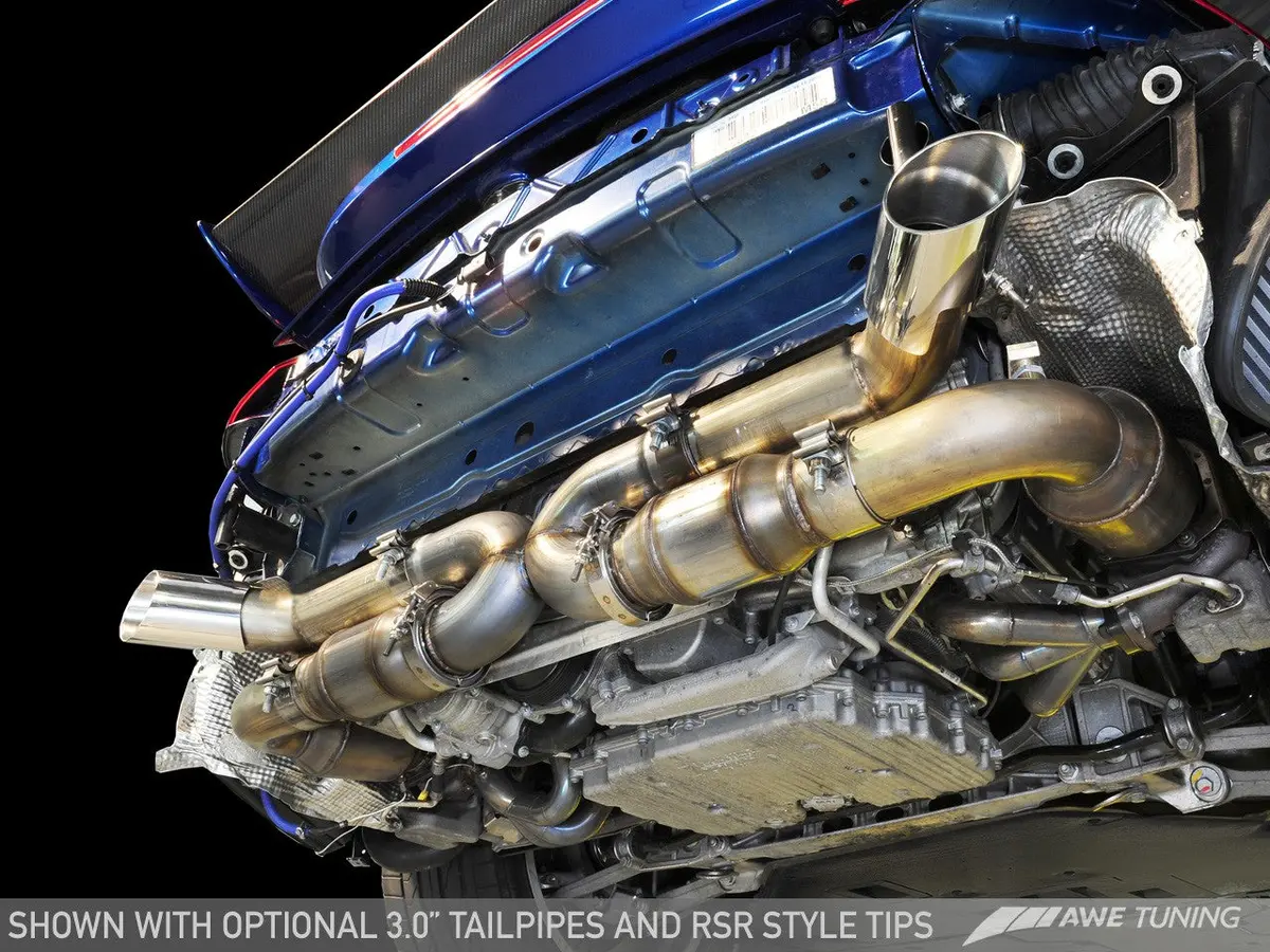 Awe: 2010-2012 Porsche 997.2Tt Performance Exhaust System W/Polished Silver Quad Tips 2