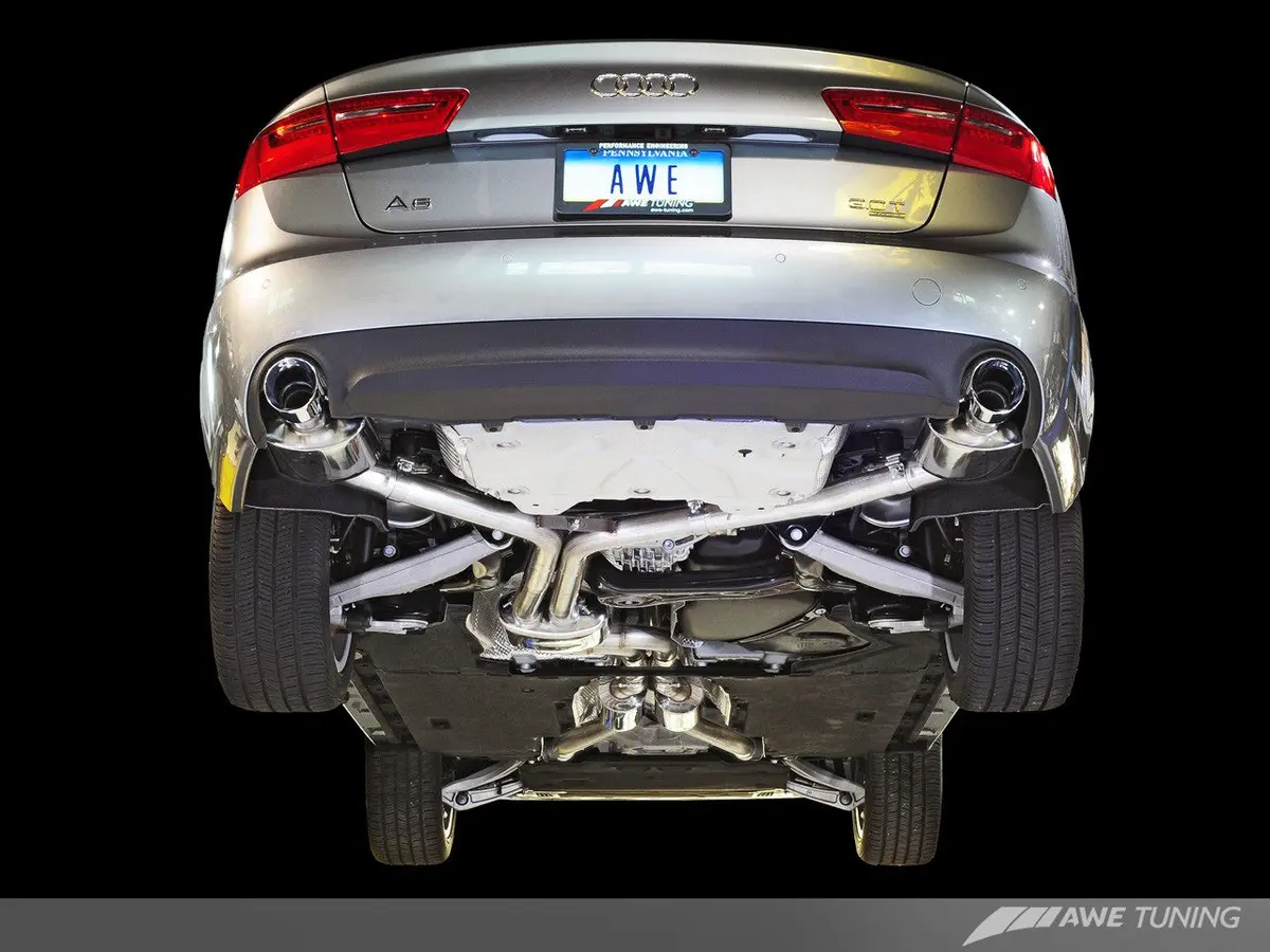 Awe: 2012-2015 Audi C7 A6 3.0T - Touring Edition Exhaust Dual Outlet, Chrome Silver Tips 1