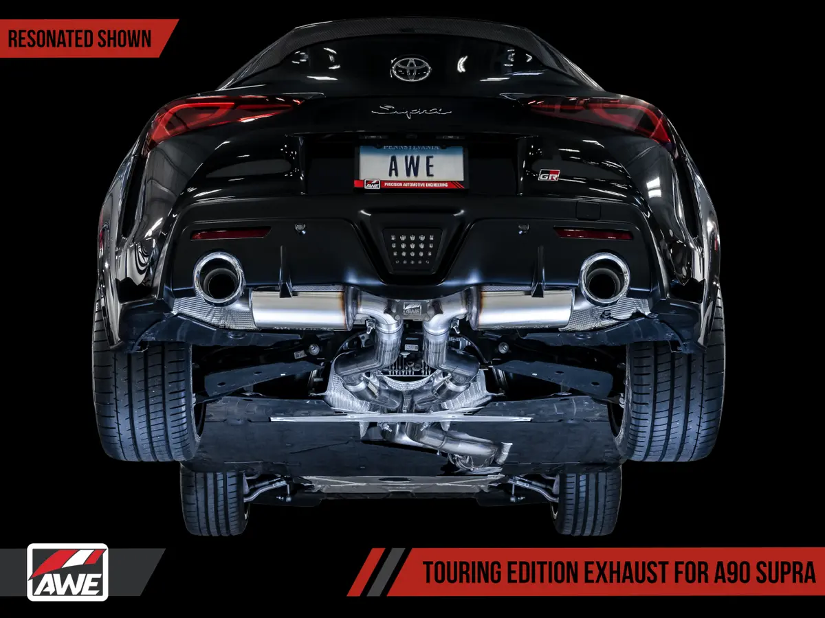 Awe: 2020-21 Toyota Supra A90 - Resonated Touring Edition Exhaust (5" Diamond Black Tips) 1
