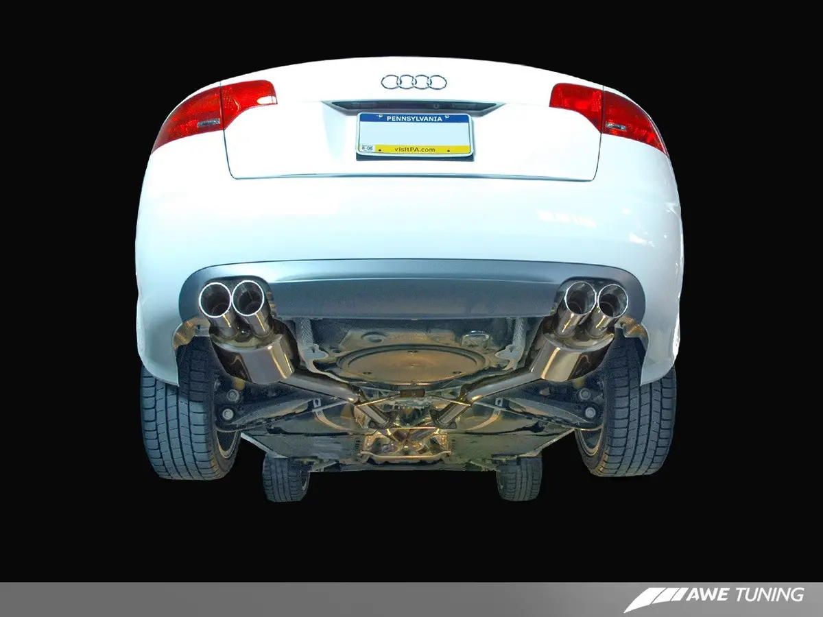Awe: 2006-08 Audi B7 A4 3.2L - Track Edition Quad Tip Exhaust System (Polished Silver Tips) 1