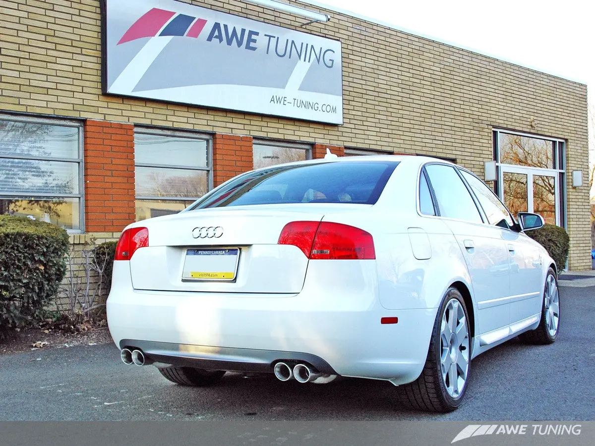 Awe: 2006-2008 Audi B7 A4 3.2L - Touring Edition Quad Tip Exhaust System W/ Polished Silver Tips 1