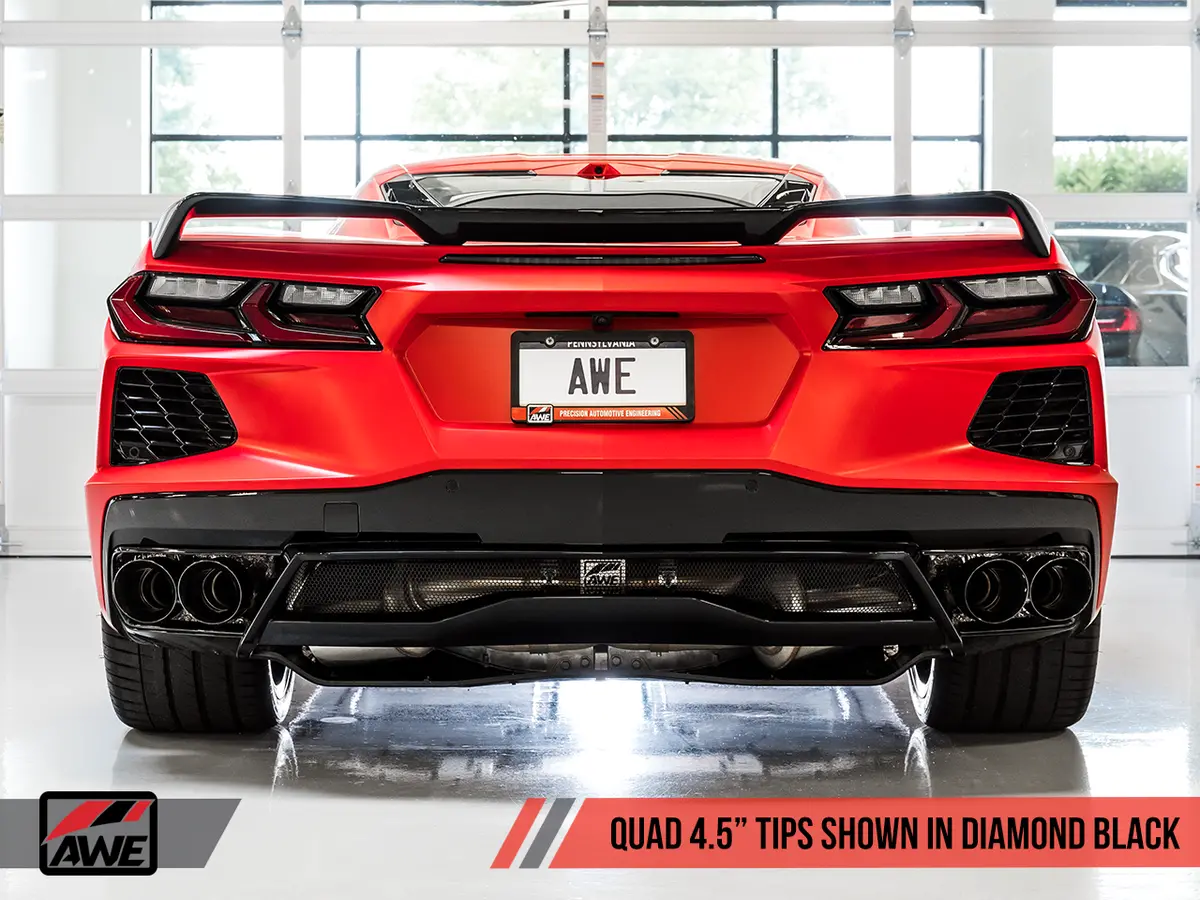 Awe: 2020-21 Chevrolet Corvette 6.2L C8 - Track Edition Exhaust (Quad Diamond Black Tips) 2