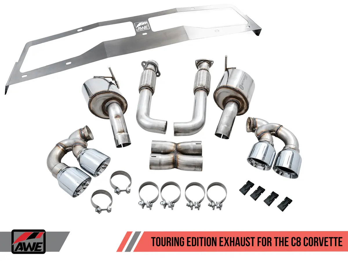 Awe: 2020-21 Chevrolet Corvette 6.2L - Touring Edition Exhaust (Quad Diamond Black Tips) 1