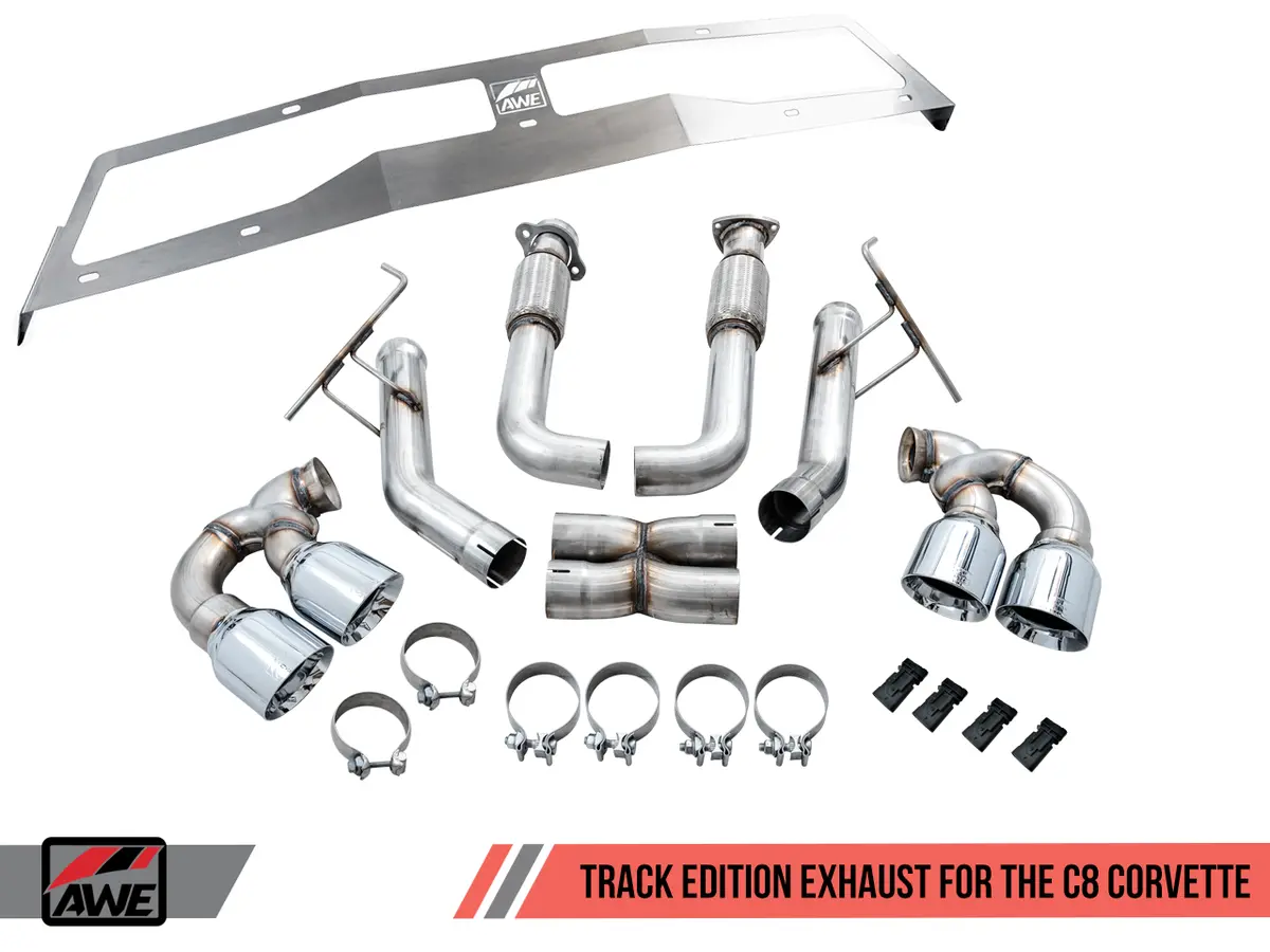 Awe: 2020-21 Chevrolet Corvette 6.2L C8 - Track Edition Exhaust (Quad Diamond Black Tips) 1