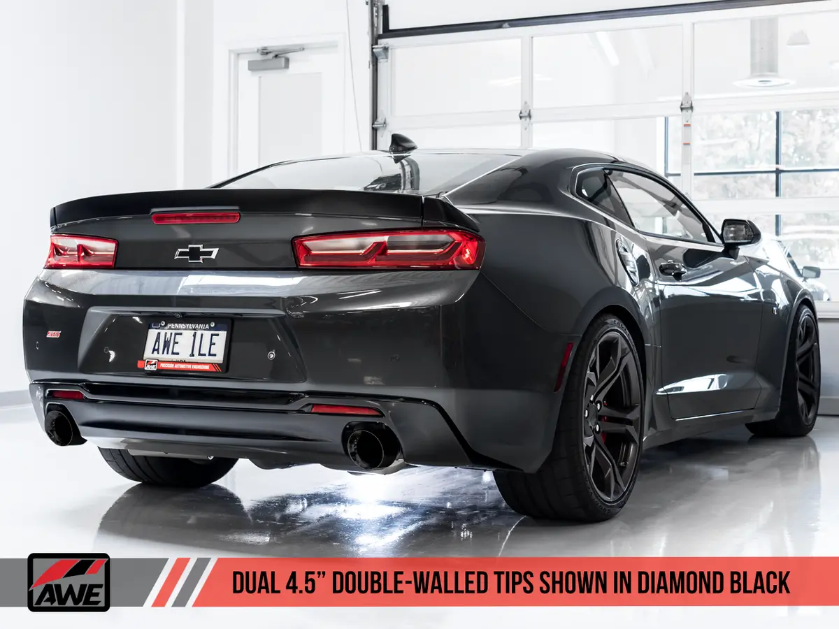 Awe: 2016-18 Chevrolet Camaro Ss 6.2L - Touring Edition Catback Exhaust / Non-Resonated (Diamond Black Tips Dual Outlet) 1