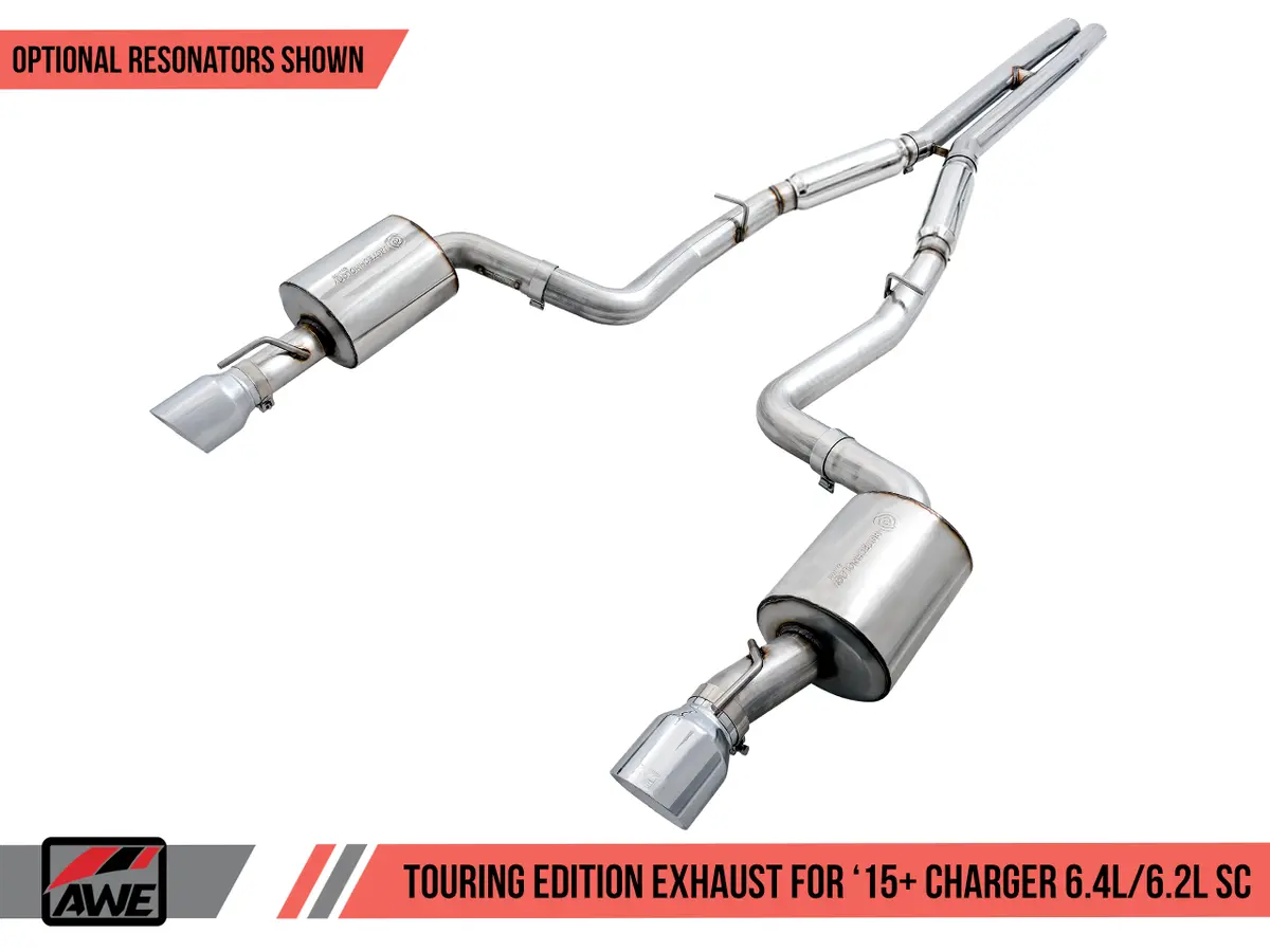 Awe: 2015-21 Dodge Charger 6.4 - Touring Edition Exhaust Resonated (Chrome Silver Tips) 2