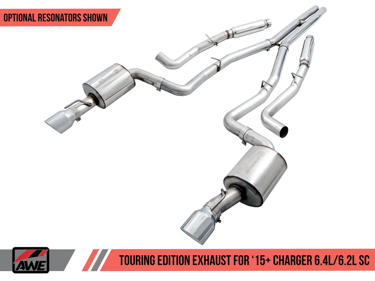 Awe: 2015-21 Dodge Charger 6.4 - Touring Edition Exhaust Resonated (Chrome Silver Tips) 1