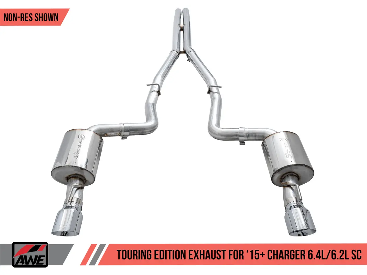 Awe: 2015-21 Dodge Charger 6.4 - Touring Edition Exhaust Non-Resonated (Diamond Black Tips) 1