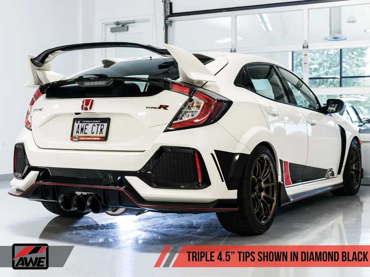 Awe: 2017-2019 Honda Civic Type R Fk8 - Track Edition Exhaust With Front Pipe Triple Diamond Black Tips 1