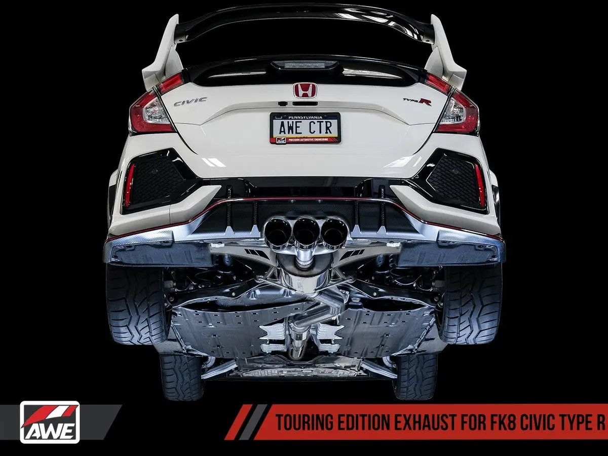 Awe: 2017-19 Honda Civic Type R Fk8 - Touring Edition Exhaust W/ Front Pipe (Triple Diamond Black Tips) 1