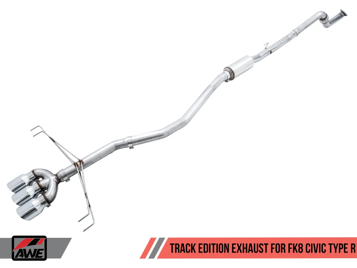 Awe: 2017-2019 Honda Civic Type - Track Edition Exhaust W/ Front Pipe Triple Chrome Silver Tips 2