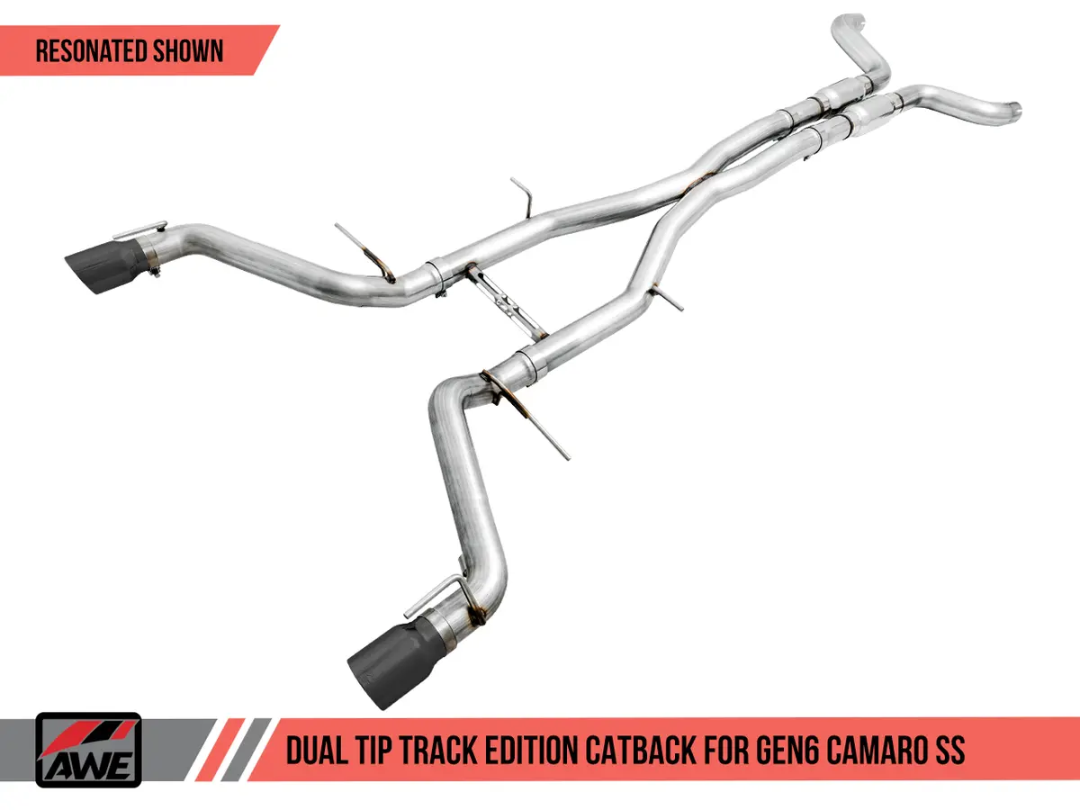 Awe: 2016-19 Chevrolet Camaro Ss 6.2L - Track Edition Catback Exhaust Resonated (Chrome Silver Tips Dual Outlet) 1